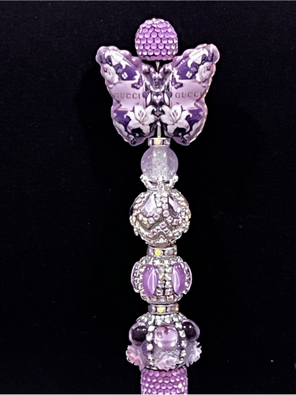 Gucci butterfly acrylic focal fancy beaded pen